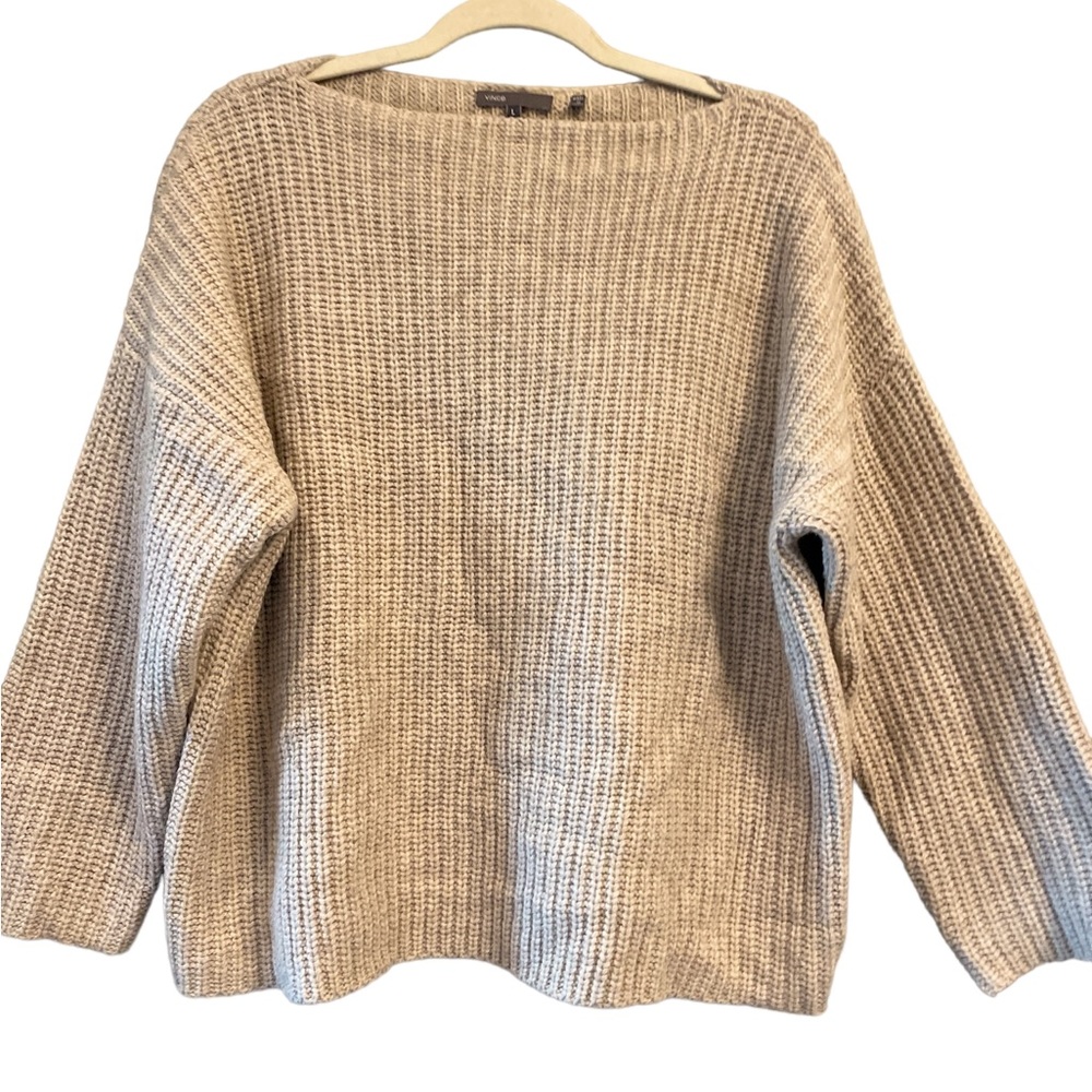 Vince. Boatneck knit sweater, oatmeal, Yak Wool Blend Womens Size Large